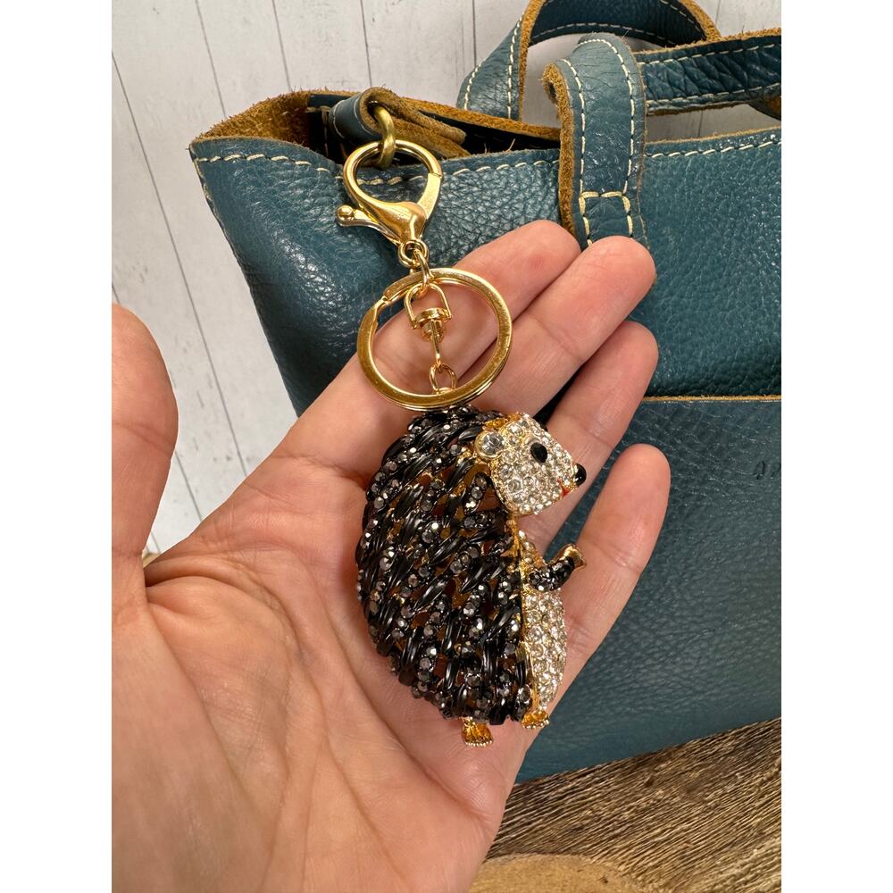 Hedgehog Metal Beaded Purse Charm Hedgehog Cute Accessory - Picture 4 of 5